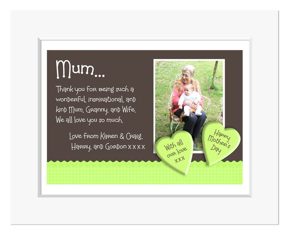 Gingham Apple Green personalised message photo print 