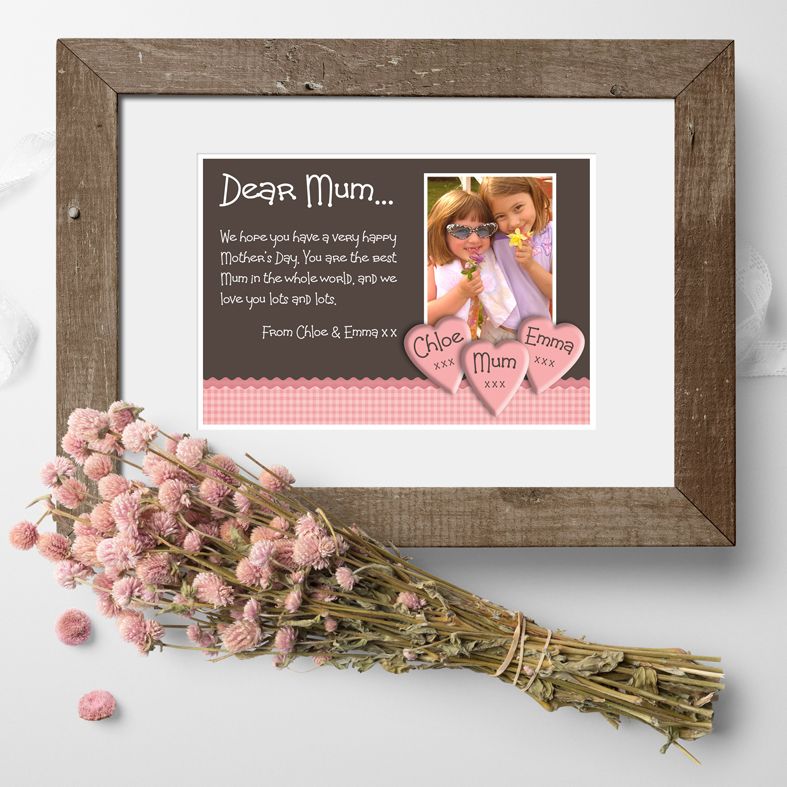 Gingham personalised message photo print