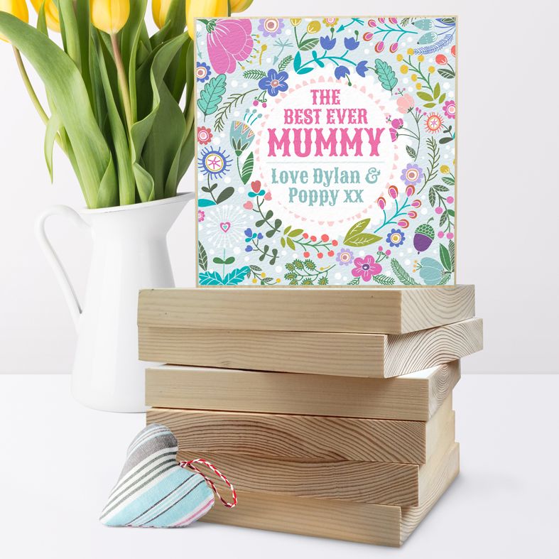 Personalised Mother's Day Gifts, free UK delivery - Personalised Wooden Picture Blocks | handmade freestanding wooden shelf blocks, beautifully illustrated - PhotoFairytales