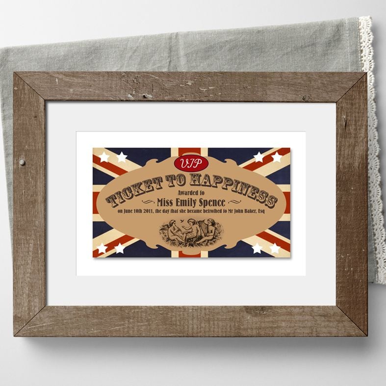 Personalised Ticket Prints | keepsake gift, unique vintage style personalised wall art, from PhotoFairytales