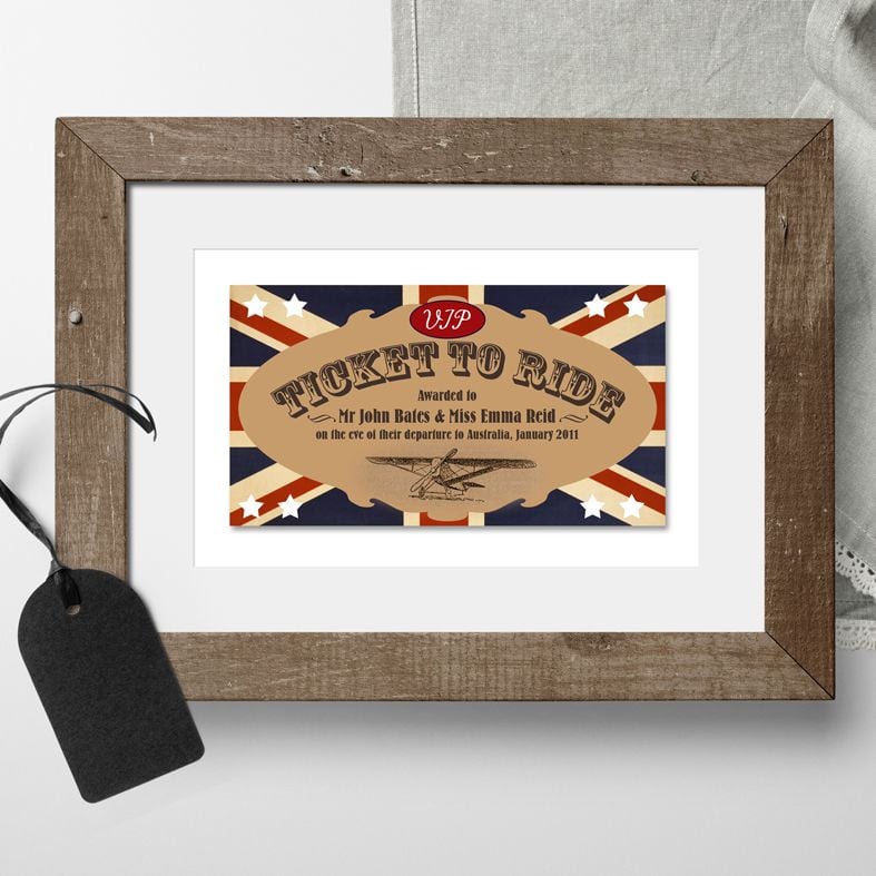 Personalised Ticket Prints | keepsake gift, unique vintage style personalised wall art, from PhotoFairytales