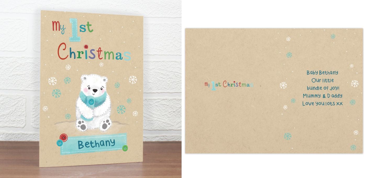 Polar Bear personalised Christmas greeting card | Baby's 1st Christmas | from PhotoFairytales