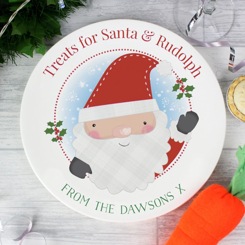 Leave a tasty snack for Santa & Rudolph on Christmas Eve! Gorgeous personalised Christmas plate, ideal for leaving out a mince pie and carrot! Free UK P&P.