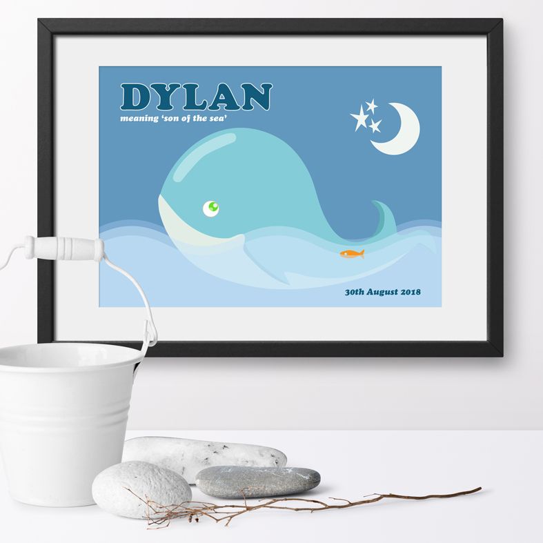 Personalised Whale nursery print | bespoke baby christening gifts from PhotoFairytales