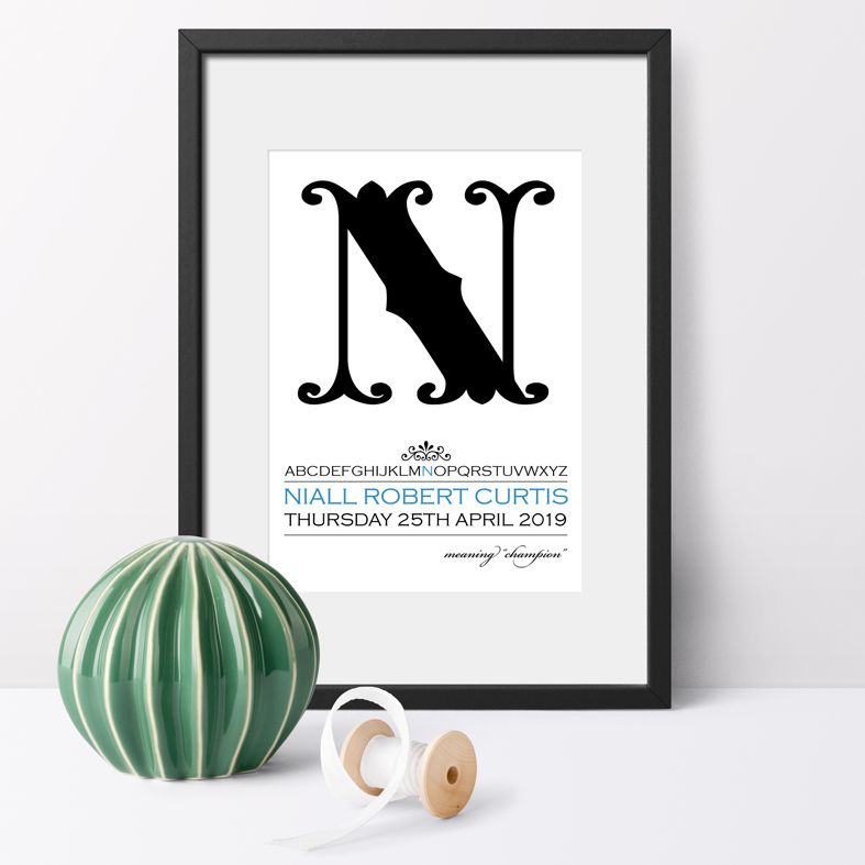 Alpha name meaning nursery baby print