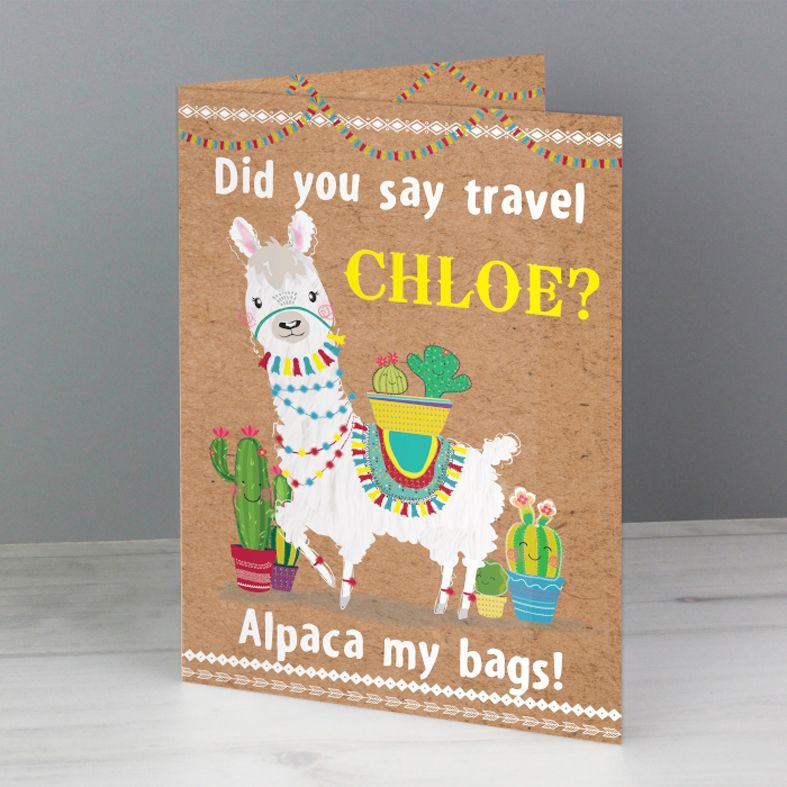 Llama Alpaca personalised greeting card