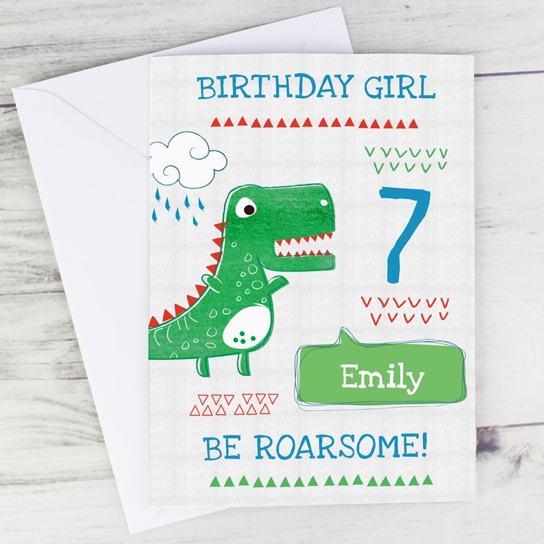Be Roarsome Dinosaur personalised greeting card
