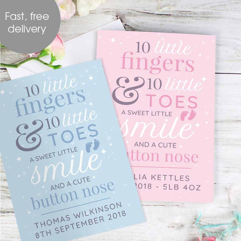 Ten Little Fingers personalised greeting card