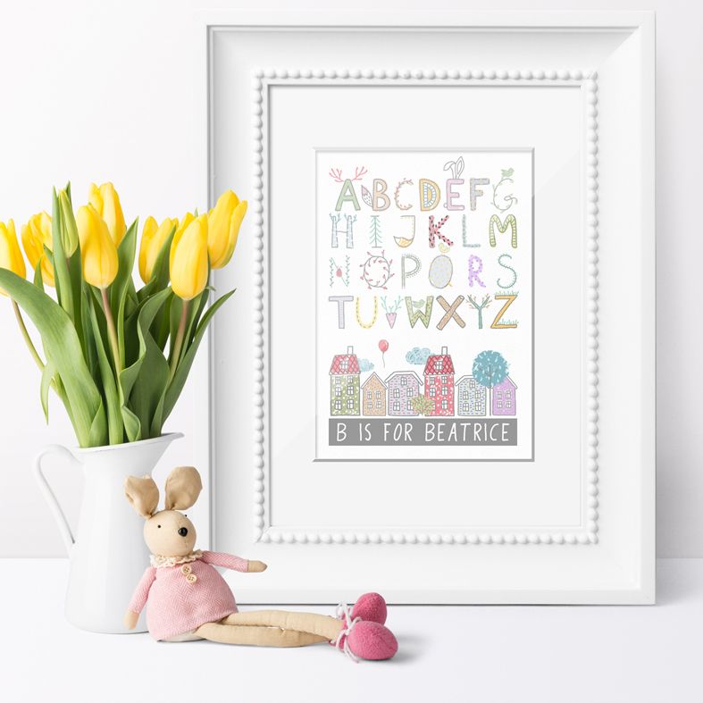 Personalised Alphabet Nursery Print | unique baby or christening gift, personalised nursery decor from PhotoFairytales