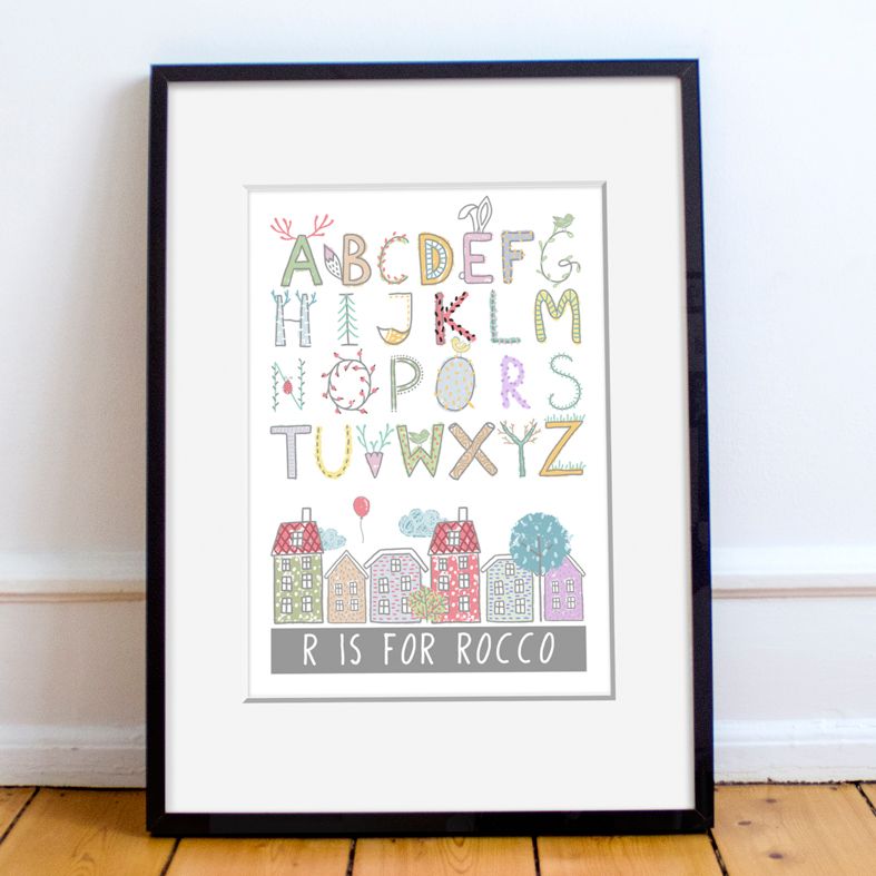 Personalised Alphabet Nursery Print | unique baby or christening gift, personalised nursery decor from PhotoFairytales