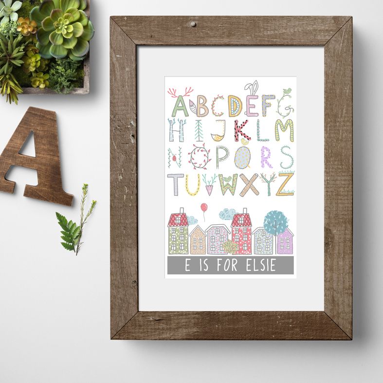 Personalised Alphabet Nursery Print | unique baby or christening gift, personalised nursery decor from PhotoFairytales