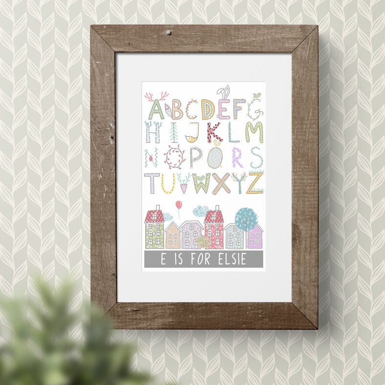Personalised Alphabet Nursery Print | unique baby or christening gift, personalised nursery decor from PhotoFairytales