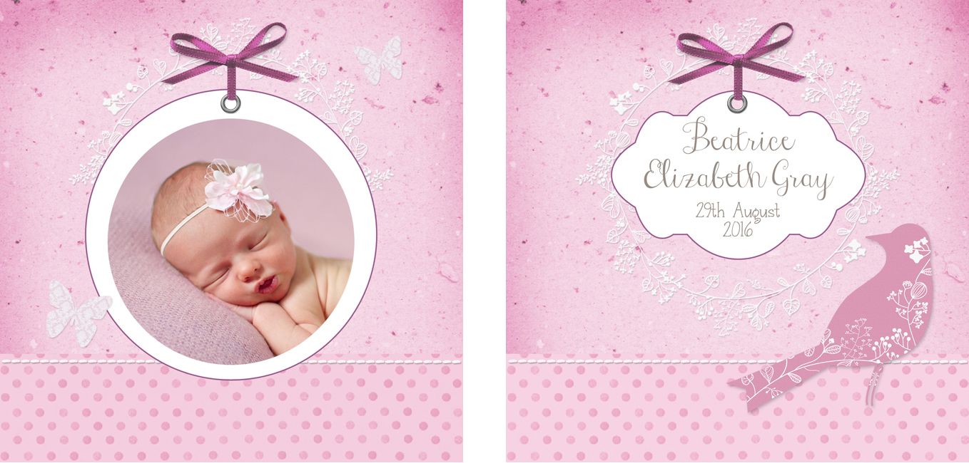 Personalised Photo Albums | Pink Bird design, handmade pocket sized keepsake photo album from PhotoFairytales