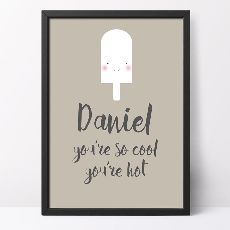 You're So Cool You're Hot Personalised Print | this cheerful ice lolly print from PhotoFairytales is a sweet romantic gift idea for your partner, ideal for anniversary or Valentine.