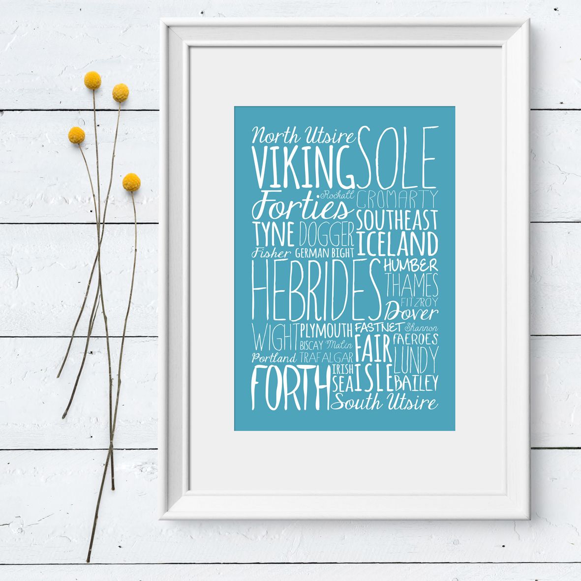 Shipping Forecast bespoke Word Theme Print | "And now, the shipping forecast..." There's something immediately warming about the shipping forecast - Viking, Tyne, Dogger, German Bight... all words synonomous with Radio 4's iconic daily weather check for sailors. Radio fans, sailors and seaside dwellers, or just those that love a bit of British nostaligia - this striking Shipping Forecast word art print will be a welcome addition to their home. Made to order word art prints created in any colour, striking typographic art for your home, from PhotoFairytales