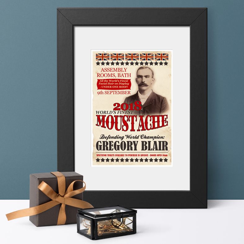 World's Finest Moustache Personalised Vintage Print | the perfect gift for the well groomed moustache wearing gentleman, dandy or hipster, from PhotoFairytales