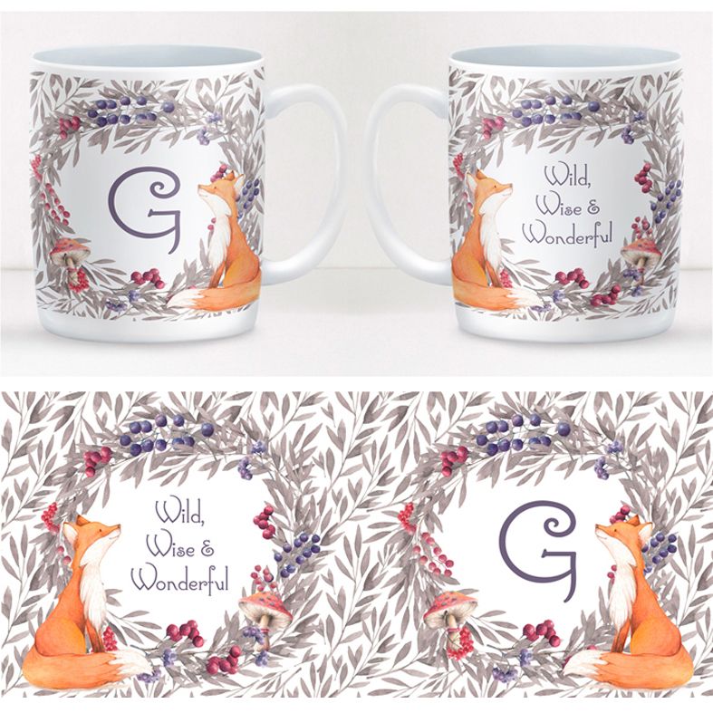 Woodland Fox personalised mug gift | beautifully illustrated and customised mug, created to order, from PhotoFairytales #personalisedmug