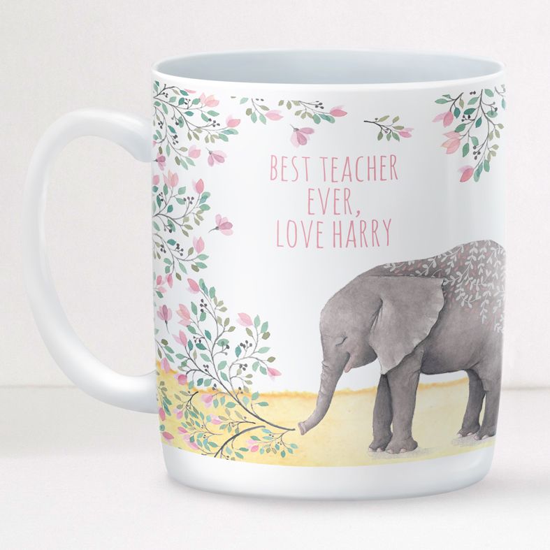 Elephant personalised mug gift  | beautifully illustrated and customised mug, created to order, from PhotoFairytales #personalisedmug
