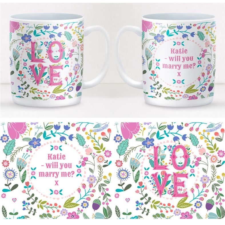 Summer of Love personalised mug gift | beautifully illustrated festival style customised mug with boho style and hippie chic, created to order, from PhotoFairytales #personalisedmug