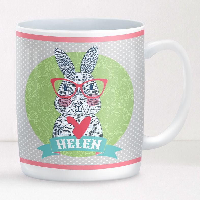 Spectacled Rabbit personalised mug gift | beautifully illustrated and customised mug, created to order, from PhotoFairytales #personalisedmug