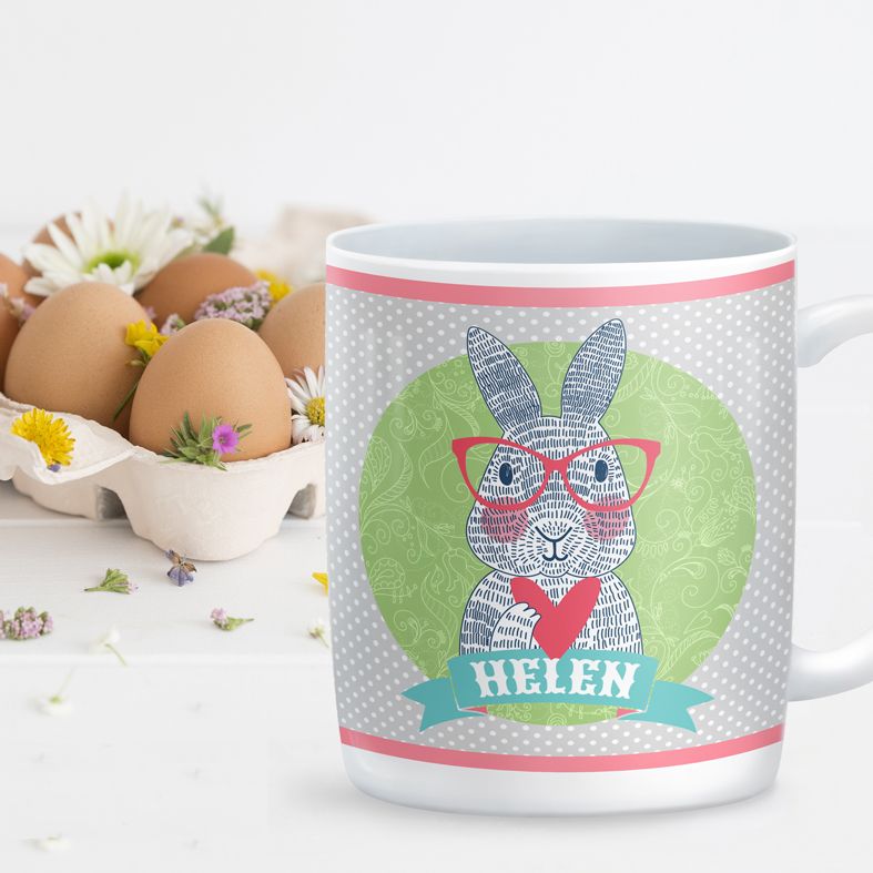 Spectacled Rabbit personalised mug gift | beautifully illustrated and customised mug, created to order, from PhotoFairytales #personalisedmug