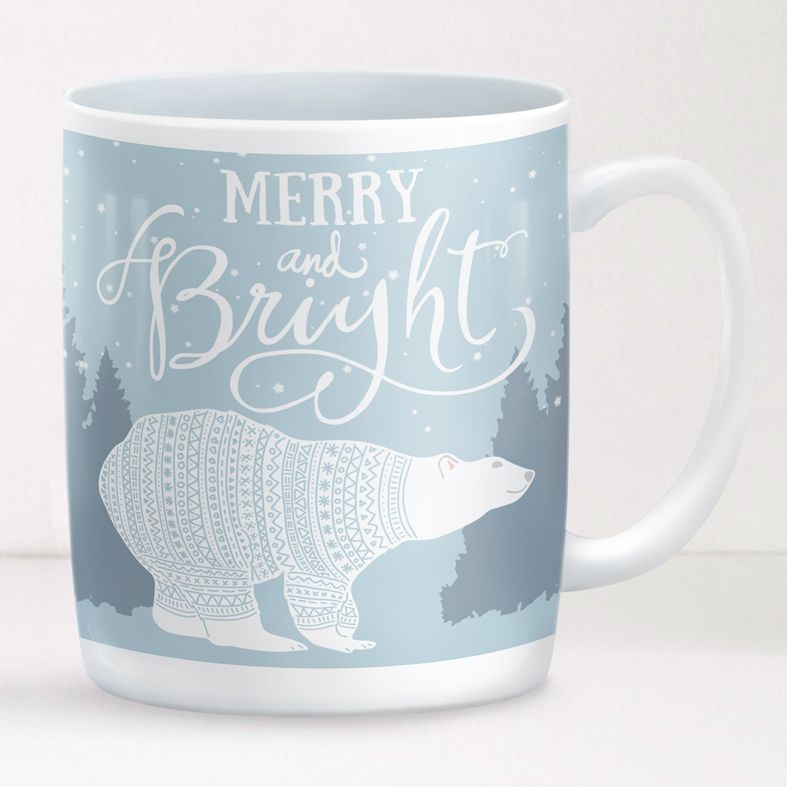 Merry and Bright personalised mug gift | beautifully illustrated and customised Scandi style mug, created to order, from PhotoFairytales #personalisedmug #personalisedChristmas