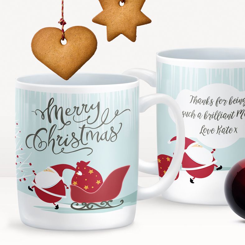 Santa personalised mug gift | beautifully illustrated and customised mug, created to order, from PhotoFairytales #personalisedmug #personalisedChristmas