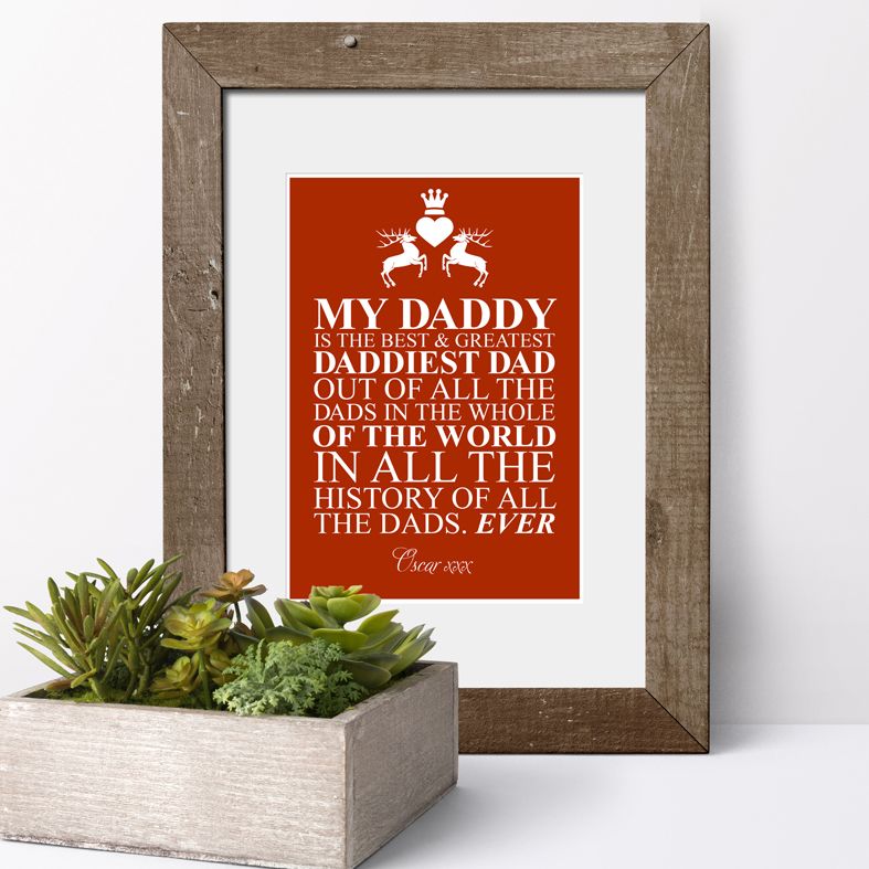 Best Dad in the World personalised Fathers Day gift | bespoke Father's Day print available in a range of colours, perfect gift for dad or grandad on Father's Day, birthday or Christmas, from PhotoFairytales