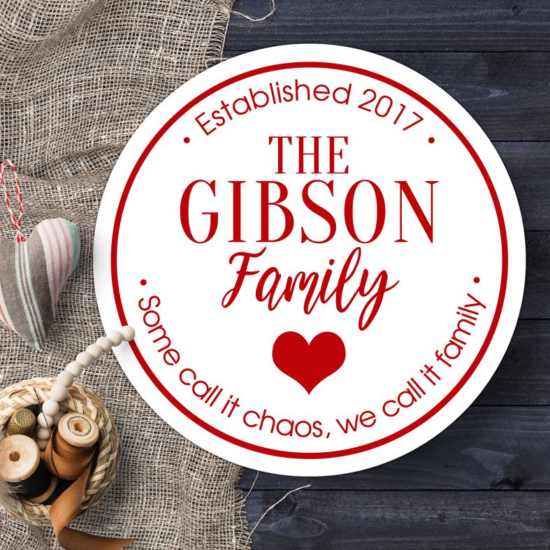 Personalised Family Wall Sign Plaque | Custom made round signs and plaques for home or garden. Great personalised family gift idea. Interior or exterior use, range of colours and designs. From PhotoFairytales.