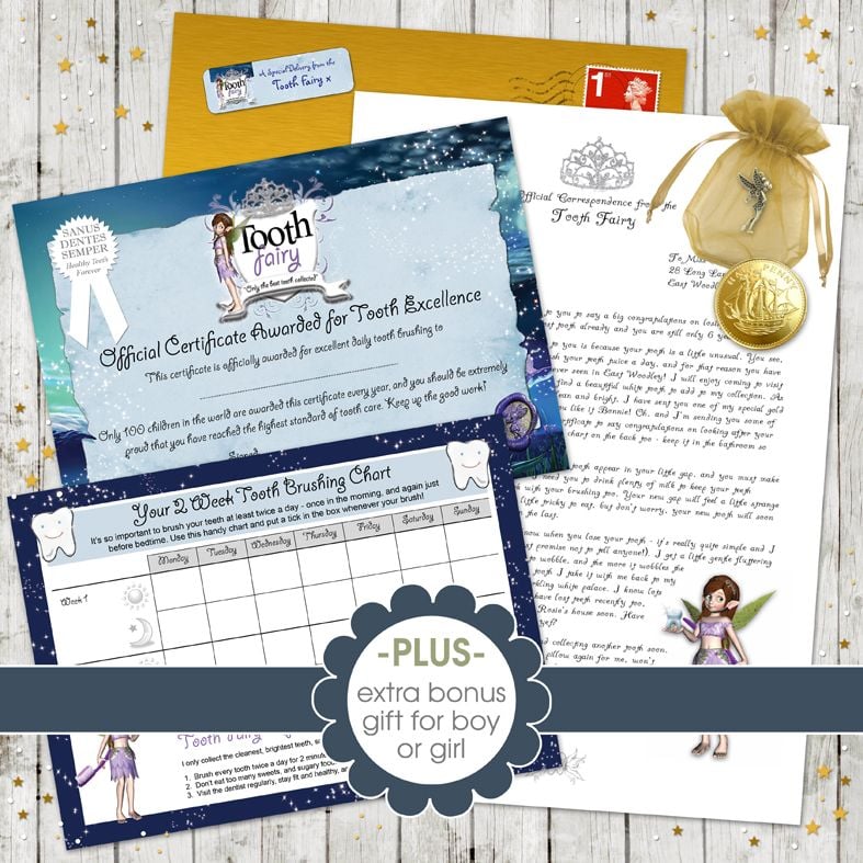 Personalised Tooth Fairy Letter | Beautiful personalised Tooth Fairy Letters for boys & girls. Made to order, quality fairy letter packs. Great value: full of personalised details & come with gifts too! From PhotoFairytales #toothfairy