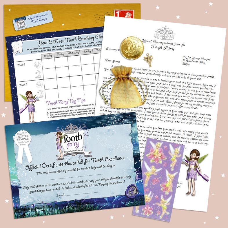 Personalised Tooth Fairy Letter | Beautiful personalised Tooth Fairy Letters for boys & girls. Made to order, quality fairy letter packs. Great value: full of personalised details & come with gifts too! From PhotoFairytales #toothfairy