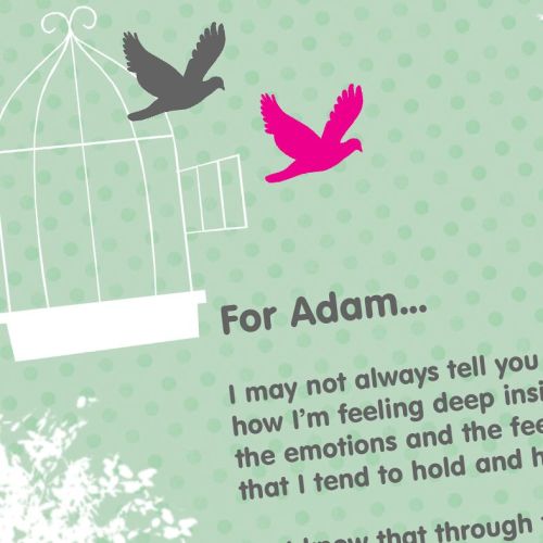 Personalised Poem Art Prints| custom designed Bird Cage love poem