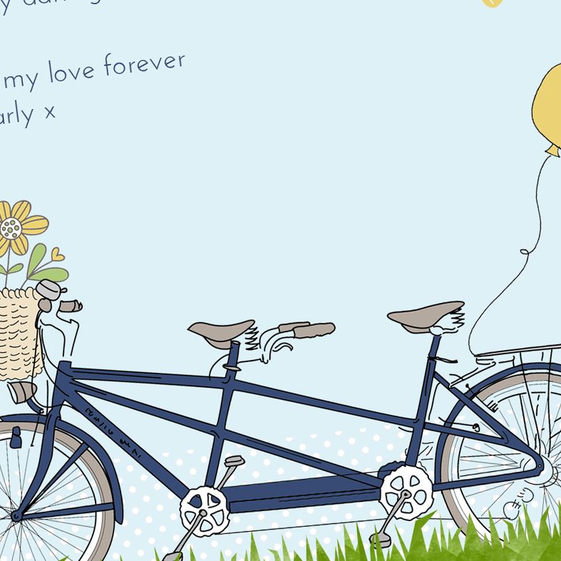 Personalised Bicycle Built for Two Poem Art Print| custom designed love poem print. Keep the featured love poem or request your own special wording, poetry or song lyrics. A truly thoughtful and touching romantic gift idea, from PhotoFairytales #personalisedpoem #poemart #poemprint