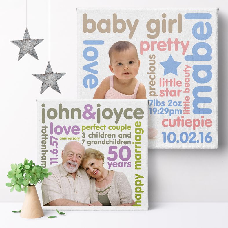 Personality Photo Canvas Prints | stunning unique canvas wall art, featuring your own photo and words creating colourful typography word art in any colour. Truly unique and individual personalised art from PhotoFairytales #canvasart #personalisedcanvas