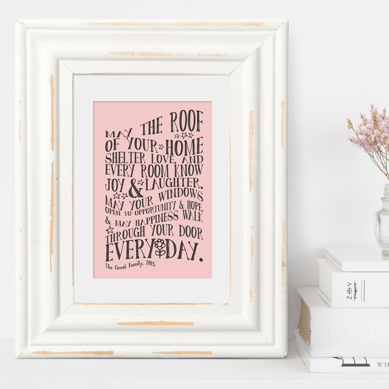 Typographic Personalised New Home Art Print | Delightful personalised New Home prints made to order, an ideal moving home gift. Great housewarming gift idea for friends or family, or a finishing touch for your own home. #personalisedhome #housewarminggift #newhomegift