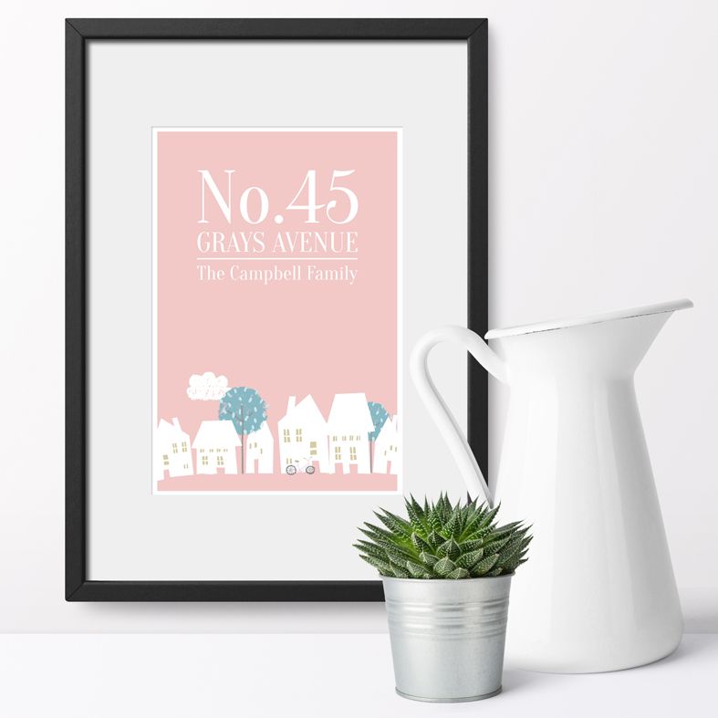 House Number Personalised New Home Art Print | Delightful personalised New Home prints made to order, an ideal moving home gift. Great housewarming gift idea for friends or family, or a finishing touch for your own home. #personalisedhome #housewarminggift #newhomegift