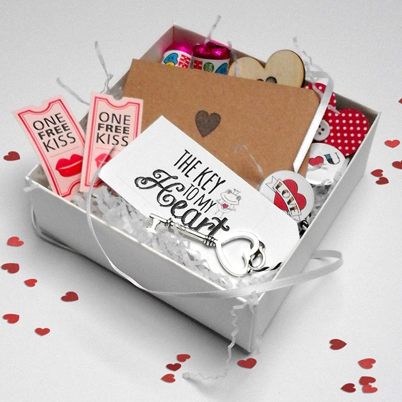 Personalised Valentine Gift Box Hamper | romantic gift hamper, made to order, full of love treats for him or her. Valentine, anniversary or birthday. 