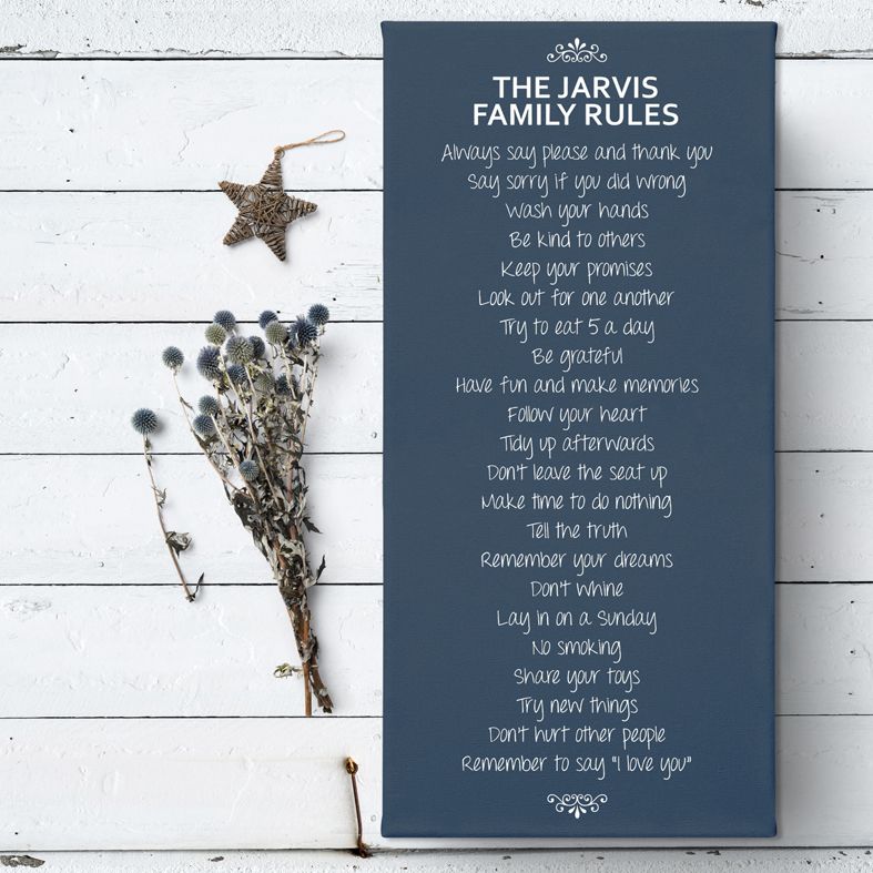Personalised Father's Day Gifts, free UK delivery - Personalised Family Rules Canvas Prints | quality customised canvas wall art, available in any colour, free UK P&P, PhotoFairytales