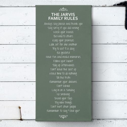 Personalised Family Rules Canvas Print personalised family wall art