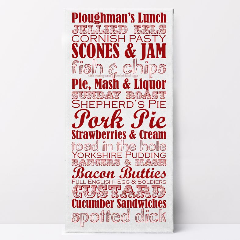 Great British Dishes Canvas Prints | unique, quality customised canvas wall art, kitchen art, food art,  food lover gift, free UK P&P, PhotoFairytales