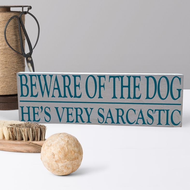 Beware of the Dog | Custom made wooden freestanding sign for dog owner, handmade gift by PhotoFairytales