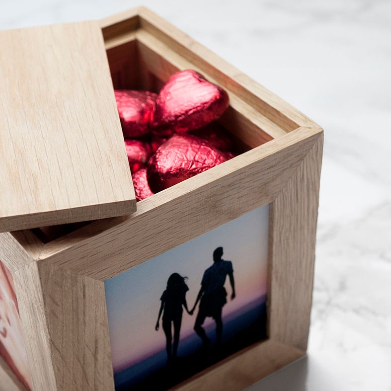 Personalised Oak Photo Cubes | Engraved Gift Box