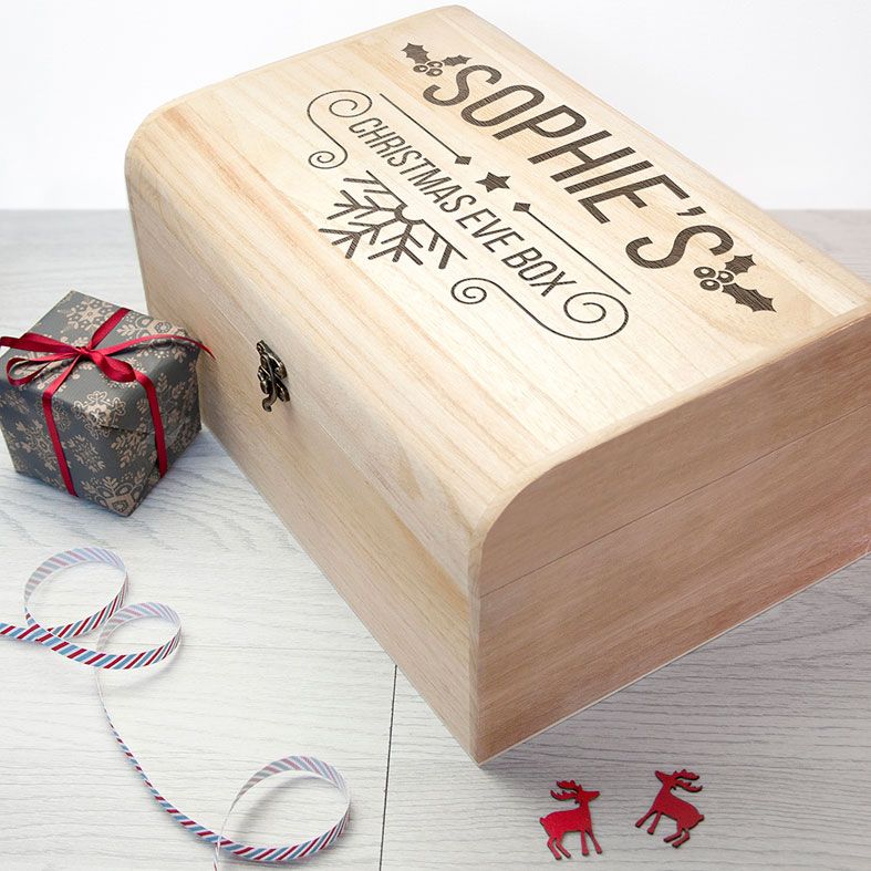 Personalised Christmas Eve Boxes | printed and engraved high quality festive wooden boxes, from PhotoFairytales