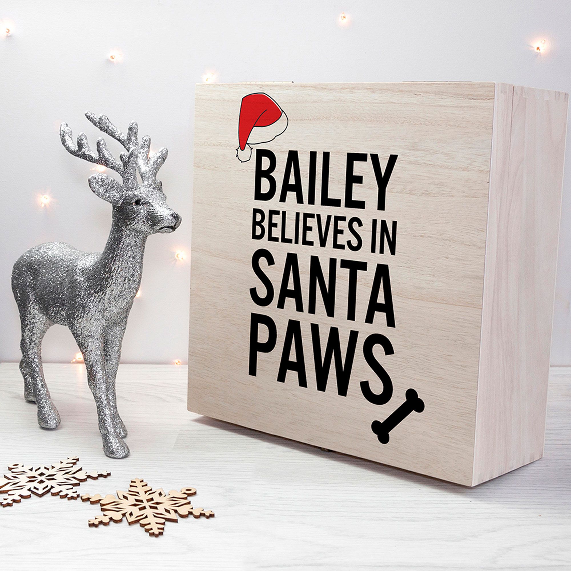 Personalised Christmas Eve Boxes | printed and engraved high quality festive wooden boxes, from PhotoFairytales