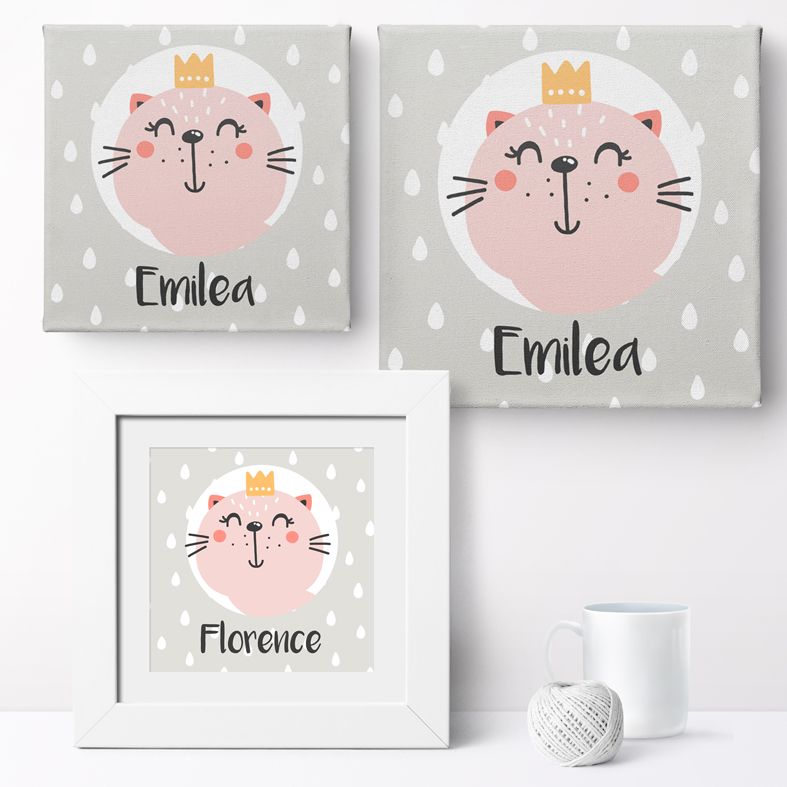 Personalised Kitten Princess Canvas and Wall Art Print | unique, high quality custom canvas wall art and prints, PhotoFairytales 