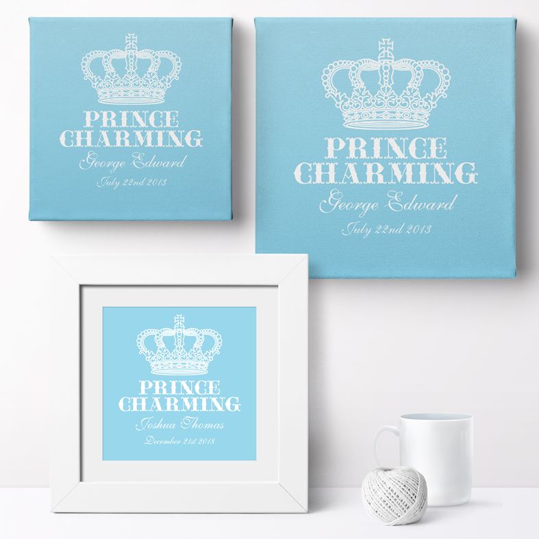 Personalised Prince Charming nursery print | bespoke baby christening gifts from PhotoFairytales