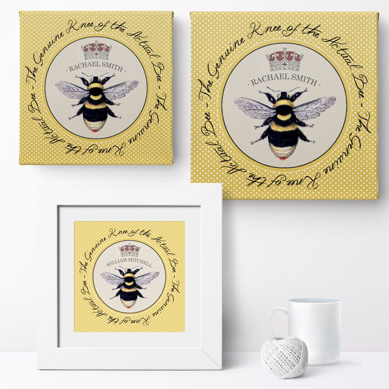 Bee's Knees Personalised Print | Romantic Custom Canvas and Art Prints for Valentine, Wedding or Anniversary Gift, PhotoFairytales