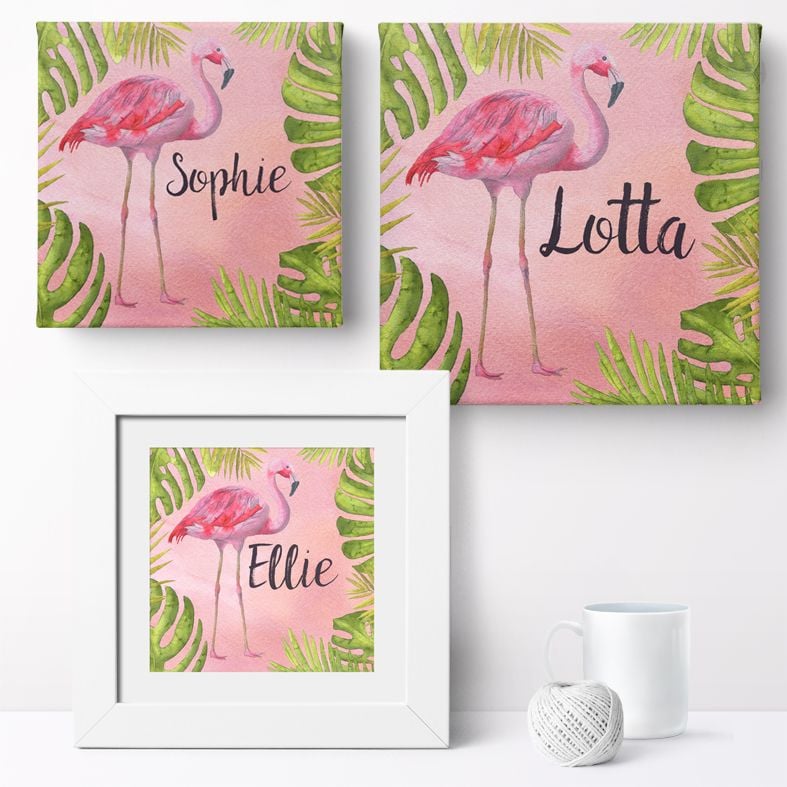 Flamingo Personalised Print | Custom Canvas and Art Prints for Her, personalised tropical art, PhotoFairytales