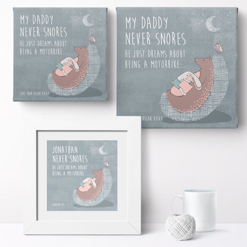 Daddy Snores Personalised Print | Personalised Canvas and Art Prints for Him, PhotoFairytales #fathersdaygift
