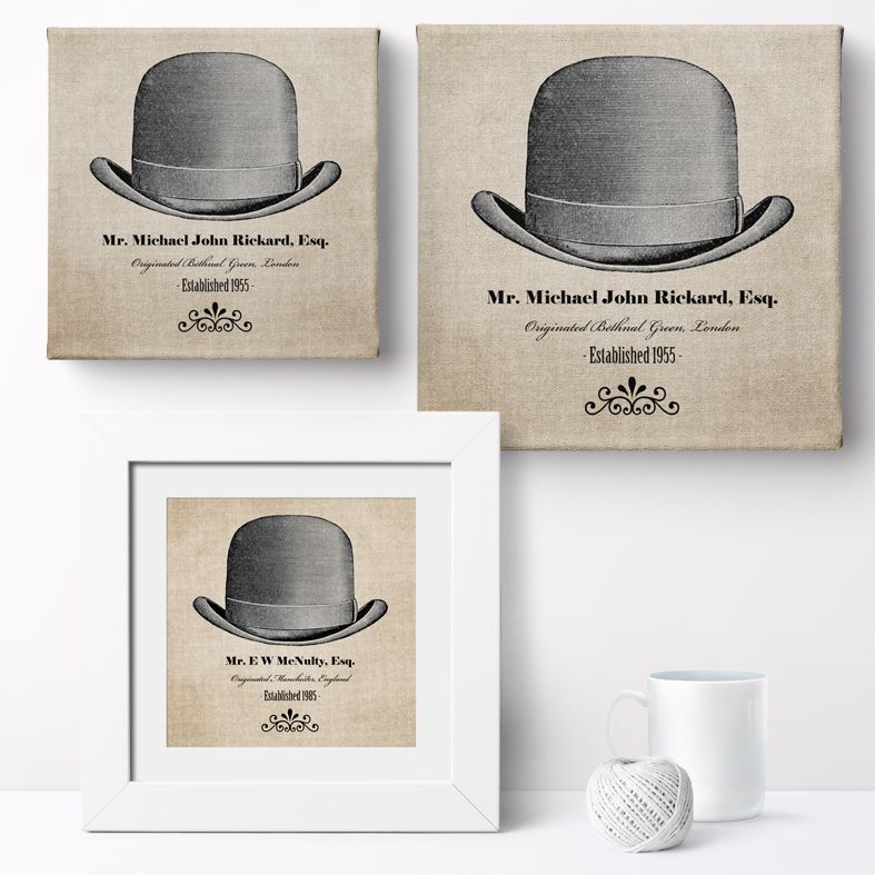 Gentleman's Hat Personalised Print | Personalised Canvas and Art Prints for Him, PhotoFairytales